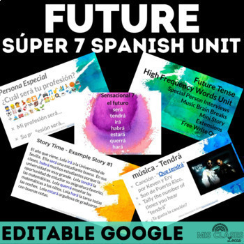 Preview of Future Tense Spanish Unit El Futuro High Frequency Spanish Verbs Super 7 Digital