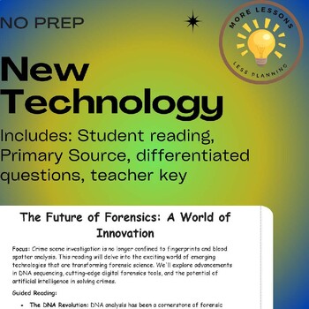 Preview of Future of Forensic Science New Technology Reading Comprehension Worksheet