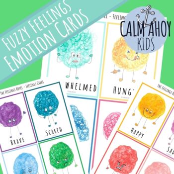 Preview of Fuzzy Feelings Emotion Flash Cards - Social Emotional Learning