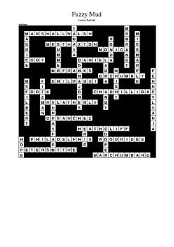 Fuzzy Mud Crossword Puzzle by M Walsh Teachers Pay Teachers