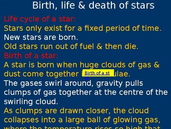 Preview of G 9 Birth, life and death of a star in PowerPoint