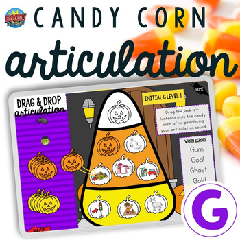 Preview of G Candy Corn Boom Cards™ & Printable Dot Art Articulation Halloween Worksheets