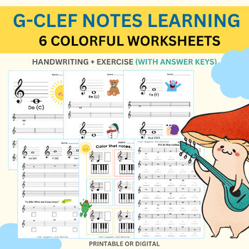 Preview of G-Clef Notes Learning (Answer keys included)