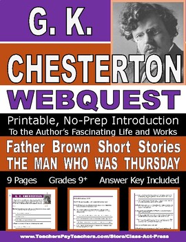 Preview of G. K. CHESTERTON Webquest | Worksheets | Printables