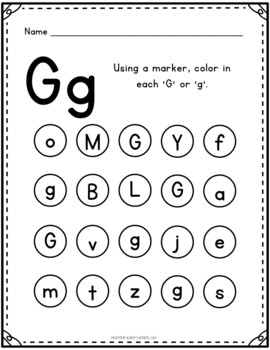 G Letter Recognition Packet by Ashley's Goodies | TpT