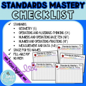 Preview of G, NBT, NF, MD, and OA Standards Mastery Checklist ***Now Digital*** BUNDLE!!!