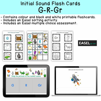 Preview of G - R - Gr Flash Cards for Memory or Sorting & Easel