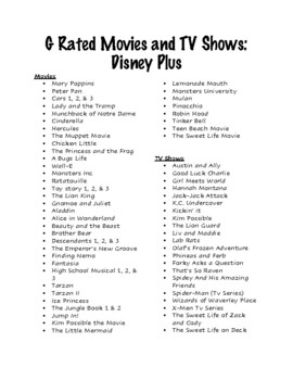 Preview of G Rated Disney Plus Movies and TV Shows