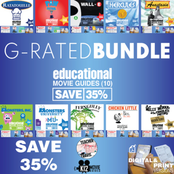 Preview of G-Rated Movie Guide Bundle #2 | Worksheet | Questions | SAVE  35%