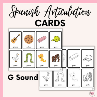 Preview of G Sound Spanish Articulation Cards for Speech Therapy