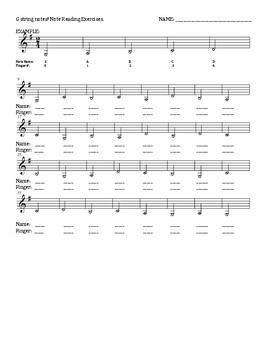 Preview of G String Note Reading Exercises