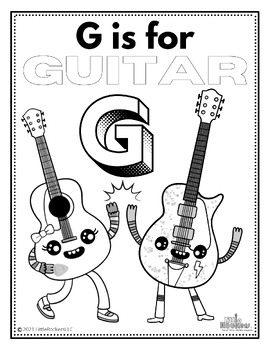 Preview of G is for Guitar: Coloring Page