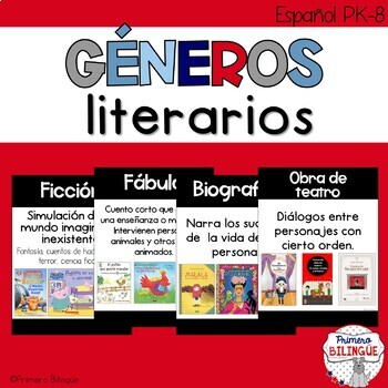 Preview of Géneros Literarios/ Genre Posters in Spanish black