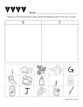 g vs j sort freebie by mi salon de kinder teachers pay teachers