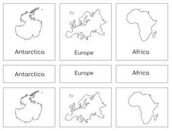 Preview of G014 (GOOGLE): CONTINENTS (outline) 3 part cards (3pgs)