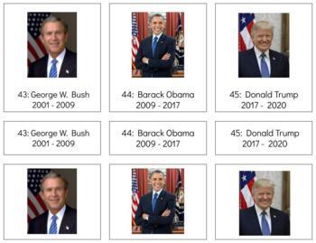 Preview of G032: PRESIDENTS (to 2021)  3 part cards (46presidents|16pgs)