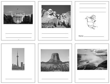 Preview of G045: NORTH AMERICA (8 landmarks) 3 part cards & book making set (9pgs)