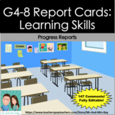 G4-8 Report Card Learning Skills Comments for Progress Rep