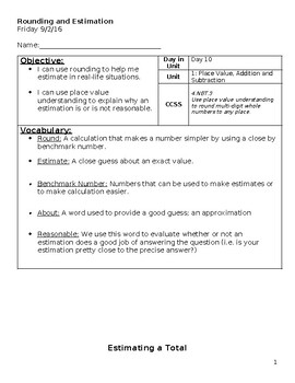 Preview of G4 | Rounding & Estimation | Guided Notes & Teacher Script