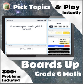 Preview of G6 Math Boards Up Fraction Decimal Expression Equation Rates Percent Statistics