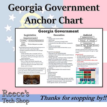 Preview of GA Government Anchor Chart Poster (Georgia Govt.)