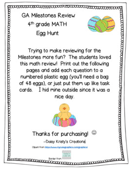 Preview of 4th Grade Georgia Milestones Math Review - Egg Hunt