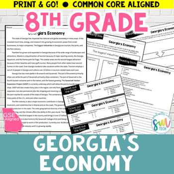 Preview of GA Social Studies: Georgia's Economy SS8H12 SS8H12d Reading Activities GSE