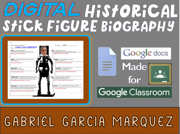 Preview of GABRIEL GARCIA MARQUEZ Digital Historical Stick Figure Biographies  (MINI BIO)