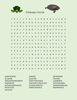 GALAPAGOS ISLANDS WORD SEARCH 6-12 by HOUSE OF KNOWLEDGE AND KINDNESS