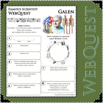 Preview of GALEN Science WebQuest Scientist Research Project Biography Graphic Organizer