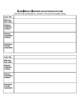 Preview of GALLERY WALK NOTES TEMPLATE FOR WHITEBOARDS & POSTER PRESENTATIONS