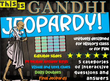 Preview of GANDHI JEOPARDY! Interactive Game to Use with the Film or With a History Unit