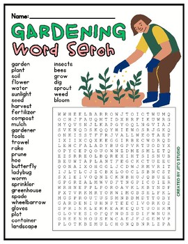 Preview of GARDENING Word Search Puzzle Worksheet Activity