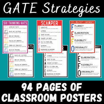 Preview of GATE Gifted Classroom Posters and Informational Strategy Handouts