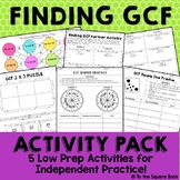 GCF Activities - Low Prep Greatest Common Factor Games, Pu
