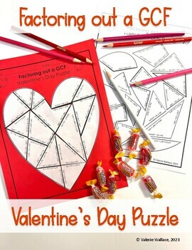 Preview of GCF Factoring Valentine's Day Puzzle