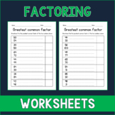 GCF Greatest Common Factor - Factoring Worksheets - Math T