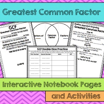 Preview of GCF Greatest Common Factor Interactive Notebook