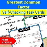 GCF Greatest Common Factor Self Checking Task Cards Activity