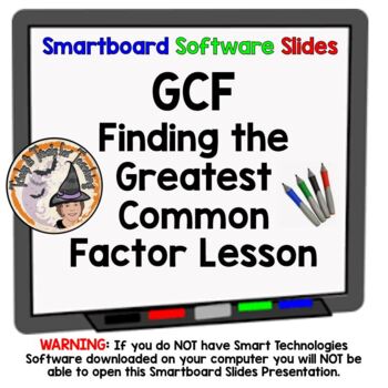 Preview of Greatest Common Factor Smartboard Slides Lesson with Applications