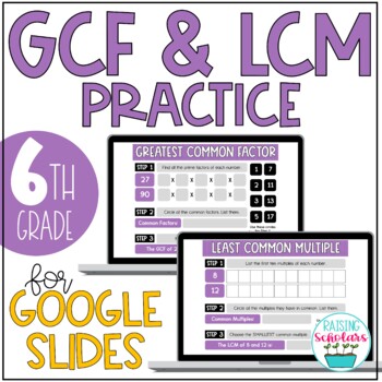Preview of GCF & LCM Digital Math Practice Google Slides