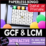 GCF & LCM Interactive Digital Bingo Game - Distance Learning