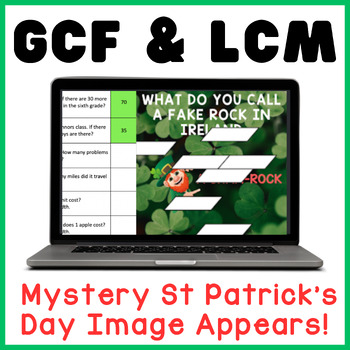 Preview of GCF & LCM | St. Patrick's Day | Math Mystery Picture Digital Activity