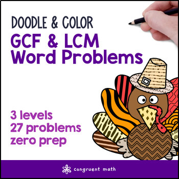 Preview of GCF & LCM Word Problems | Doodle Math: Twist on Color by Number Worksheets