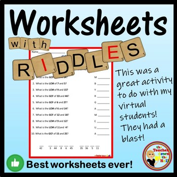 gcf lcm worksheets w riddles by the teacher down the