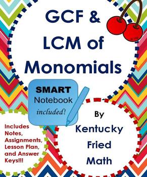 Preview of GCF & LCM of Monomials SMART Notebook & Printables Middle School Math