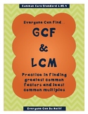 GCF and LCM: Homework or Worksheets