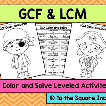 Preview of GCF and LCM Color by Number Math Activity