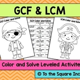 GCF and LCM Color by Number Math Activity