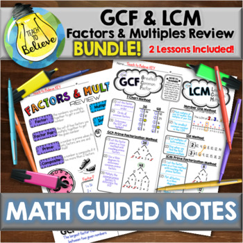 Preview of GCF and LCM & Factors and Multiples Review BUNDLE